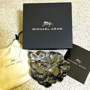 Michael Aram Dish Black Orchid Collection Catch All Trinket 4” EUC metal